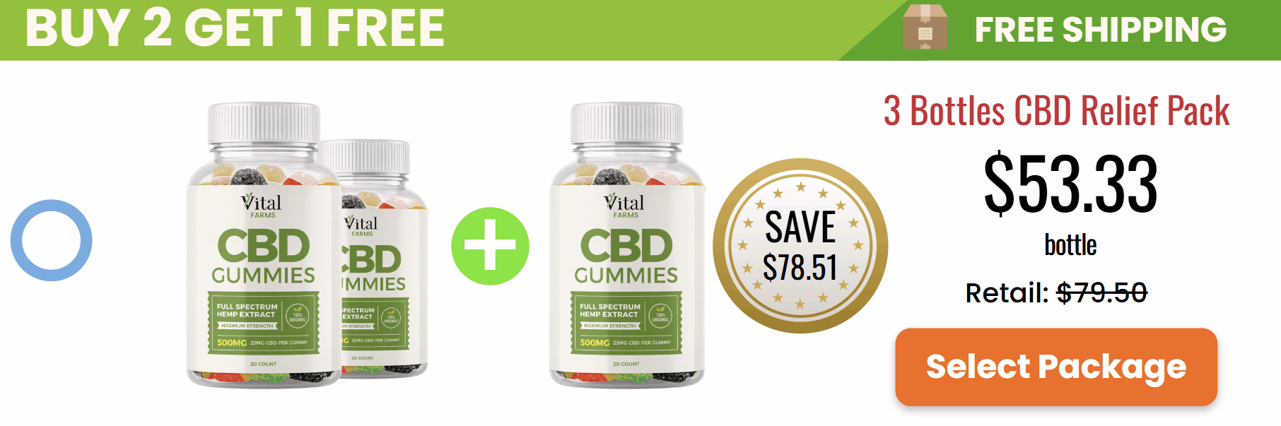 Vital Farms CBD Gummies 6 bottle